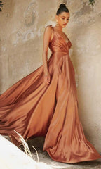 Robe trapèze fluide en satin