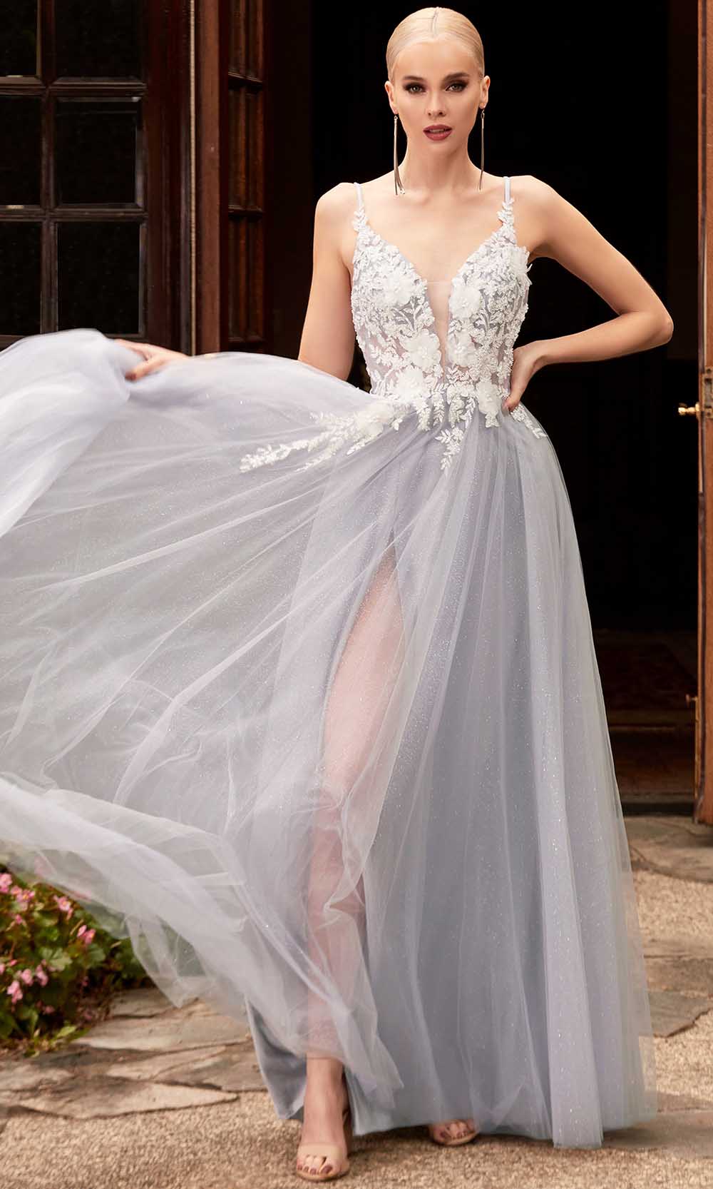 Robe longue à décolleté plongeant en V