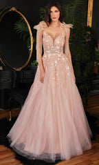 Robe de soirée trapèze à épaulette nouée