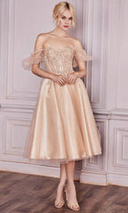 Robe de cocktail corset mi-longue
