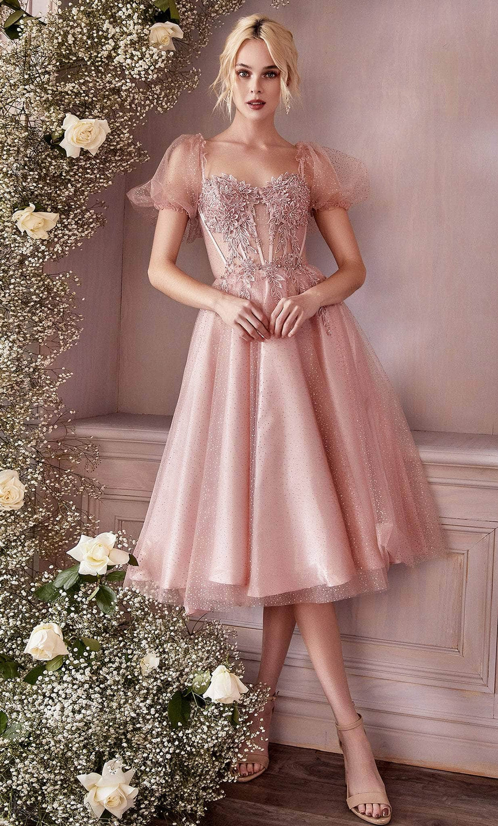 Robe de cocktail corset mi-longue