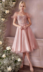 Robe de cocktail corset mi-longue