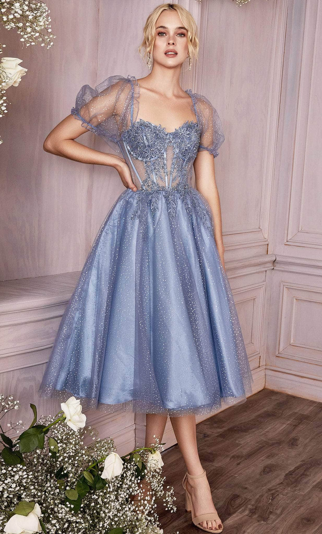 Robe de cocktail corset mi-longue