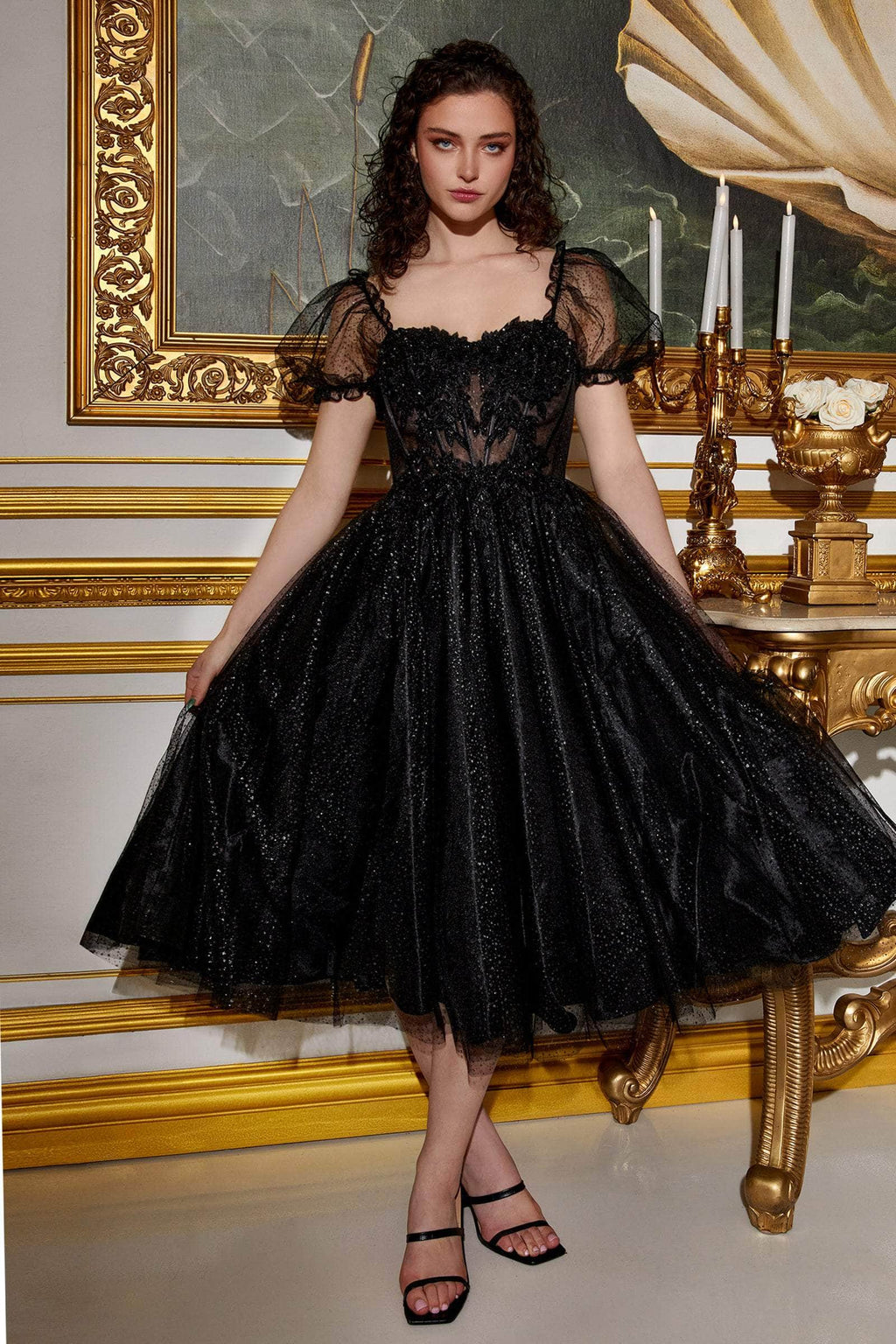 Robe de cocktail corset mi-longue