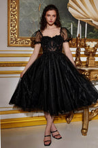 Robe de cocktail corset mi-longue