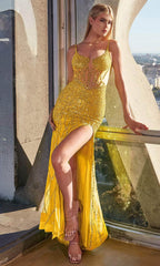 Beaded Illusion Scoop Prom Gown