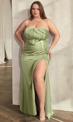 Pleated Semi-Sweetheart Prom Gown