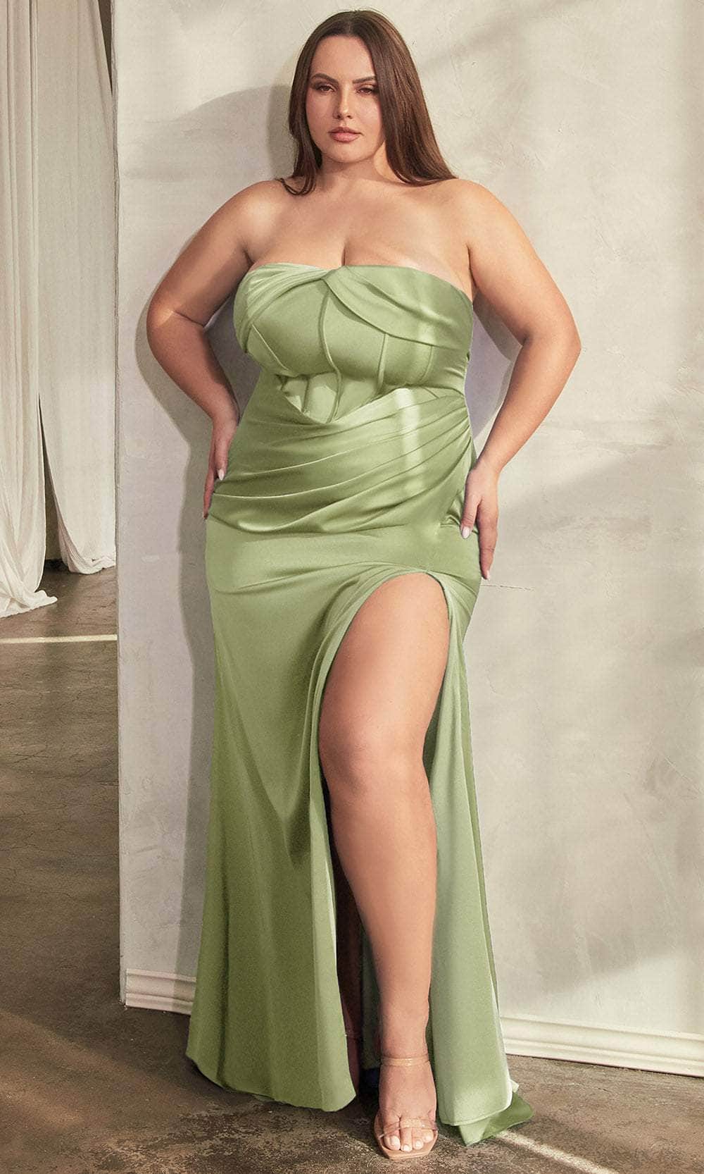Pleated Semi-Sweetheart Prom Gown
