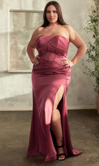 Pleated Semi-Sweetheart Prom Gown
