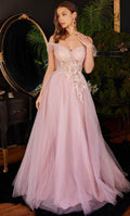 Embroidered Tulle Prom Gown