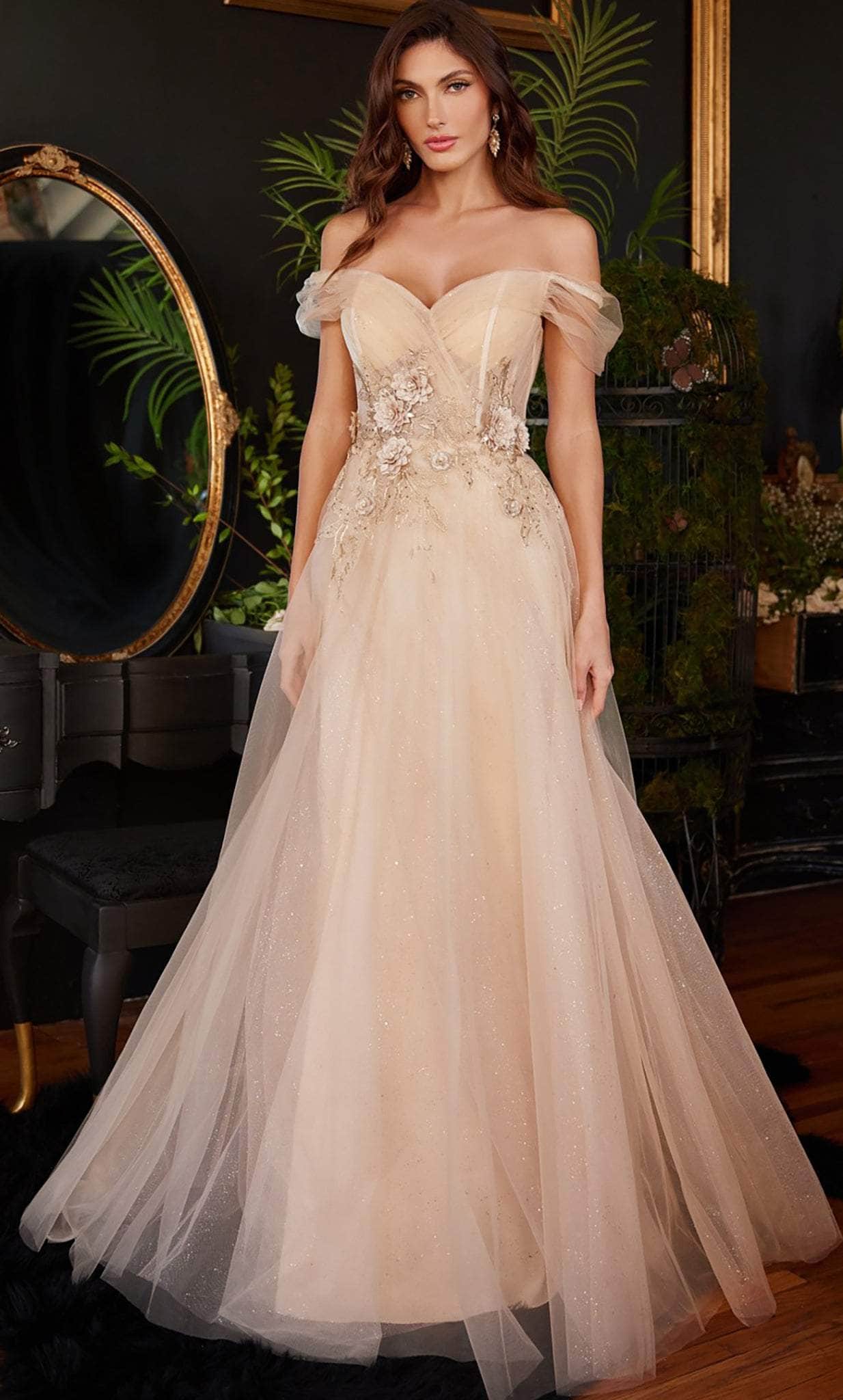 Vestido de graduación con apliques brillantes
