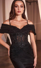 Vestido de sirena con cintura fruncida para baile de graduación