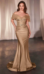 Vestido de sirena con cintura fruncida para baile de graduación