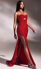 Halter Cutout Prom Dress