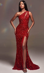 Robe de bal asymétrique à paillettes