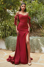 Vestido de noche modesto de jersey con abertura alta