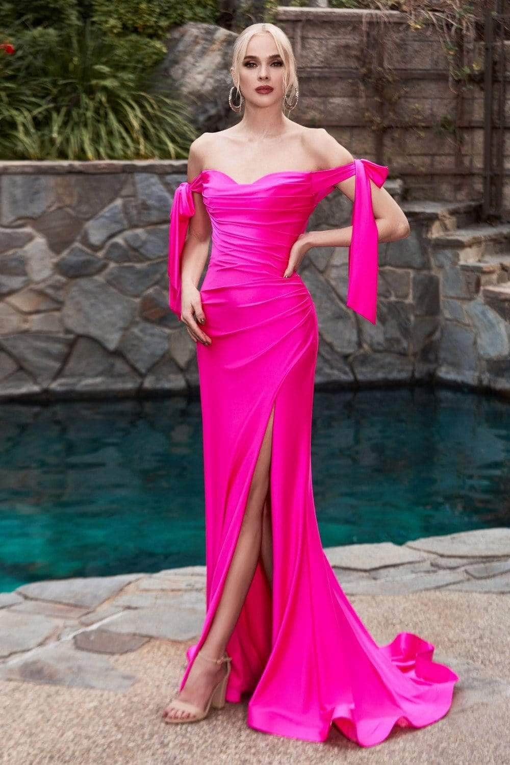 Vestido de noche modesto de jersey con abertura alta
