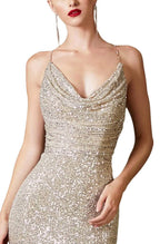 Sequin Cowl Neckline Sheath Dress