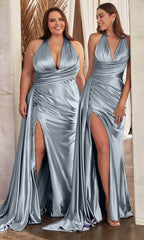 Halter Neck Gathered Detailed Prom Gown
