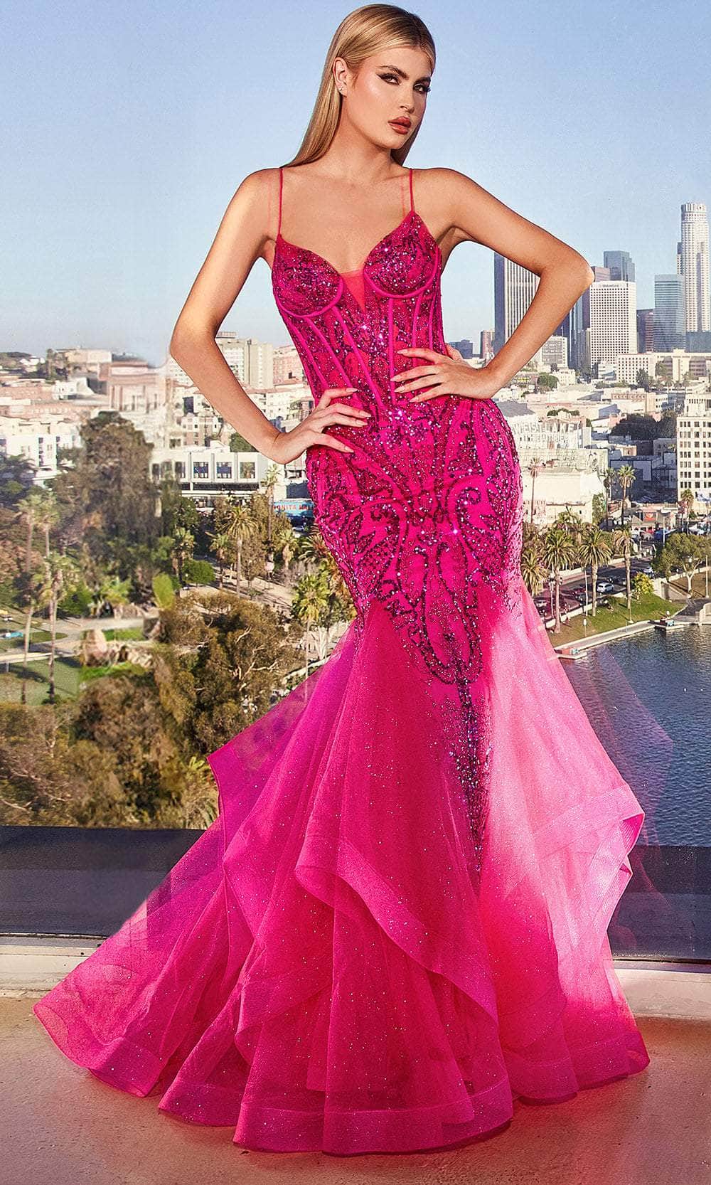 Robe de bal à paillettes et col en V