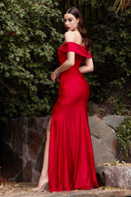 Robe longue cintrée en jersey à épaules dénudées