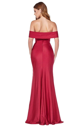 Off Shoulder Fitted Jersey Long Gown