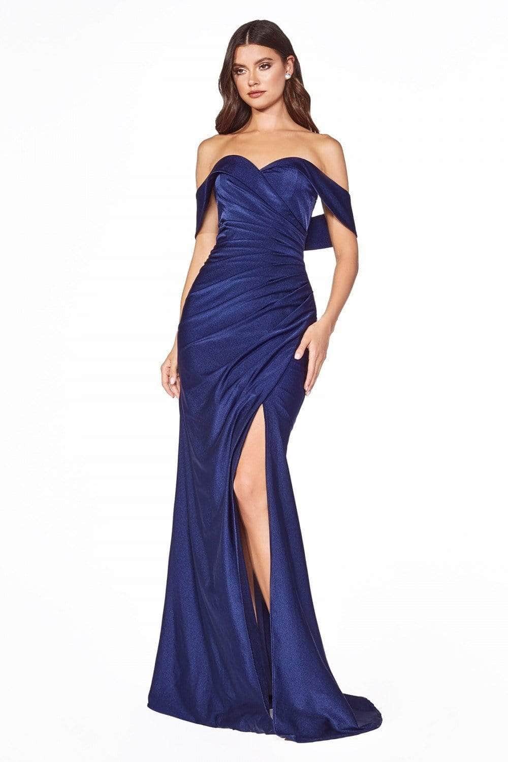 Robe longue cintrée en jersey à épaules dénudées