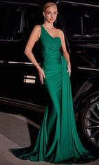 Ruched Bodice Asymmetric Prom Gown