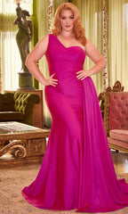 Ruched Bodice Asymmetric Prom Gown