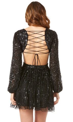 Cut Out Long Sleeved Short Dress