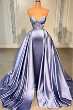 Robe de bal longue lavande à paillettes, coupe trapèze, sans manches, ornée de perles