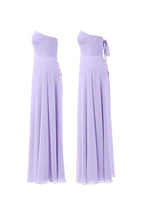 Vestido de dama de honor de gasa lila, largo hasta el suelo, para baile de graduación o noche BD005