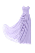 Vestido de dama de honor de gasa lila, largo hasta el suelo, para baile de graduación o noche BD005