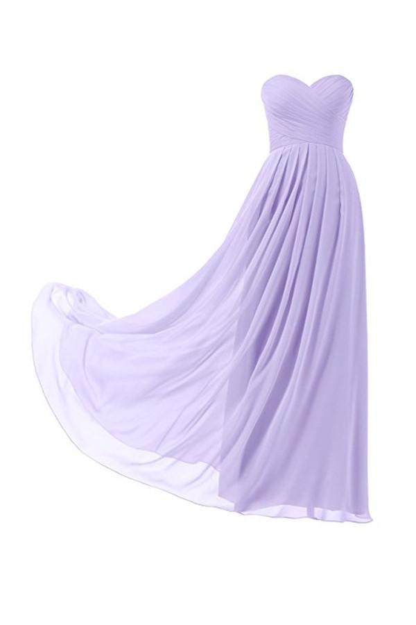 Vestido de dama de honor de gasa lila, largo hasta el suelo, para baile de graduación o noche BD005