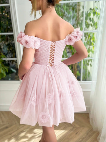 Lilac Corset Strapless Short Tulle Homecoming Dress