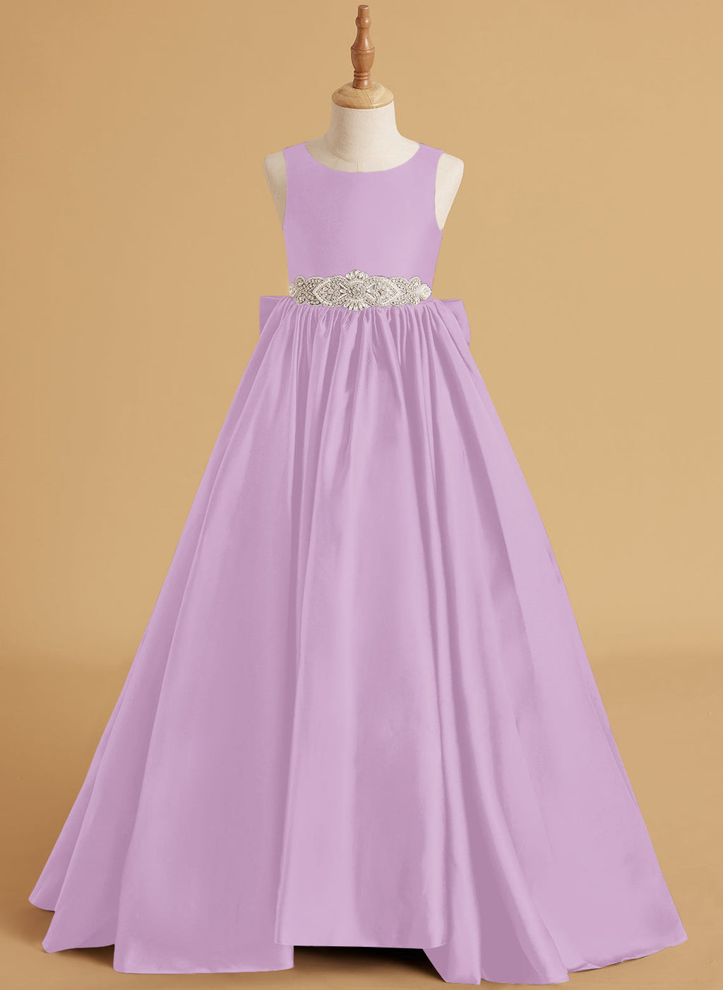 Vestido de princesa de satén con cola para niña de las flores 