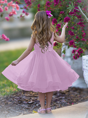 Vestido de princesa/vestido de tul hasta la rodilla para niña de las flores 
