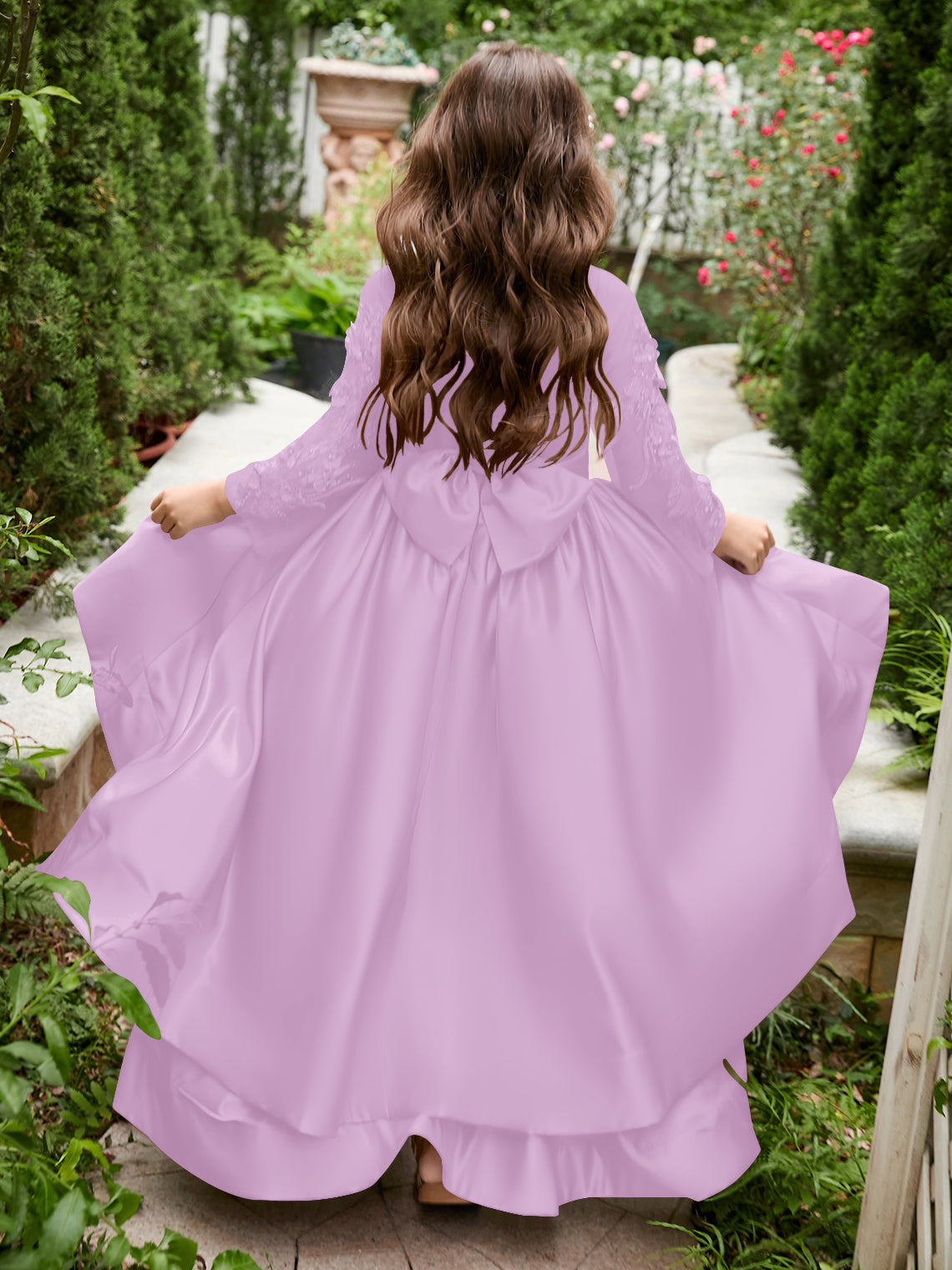 Vestido asimétrico de satén de corte A para niña de las flores 