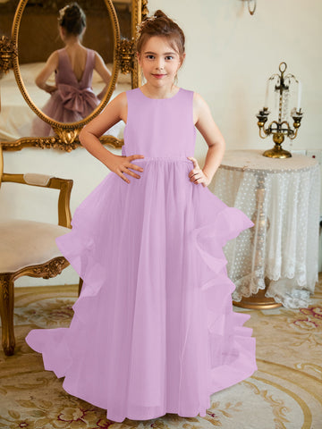 Vestido de princesa/vestido de princesa de satén y tul para niña de las flores 