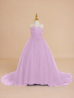 Vestido de princesa/vestido de princesa con cola de tul para niña de las flores 