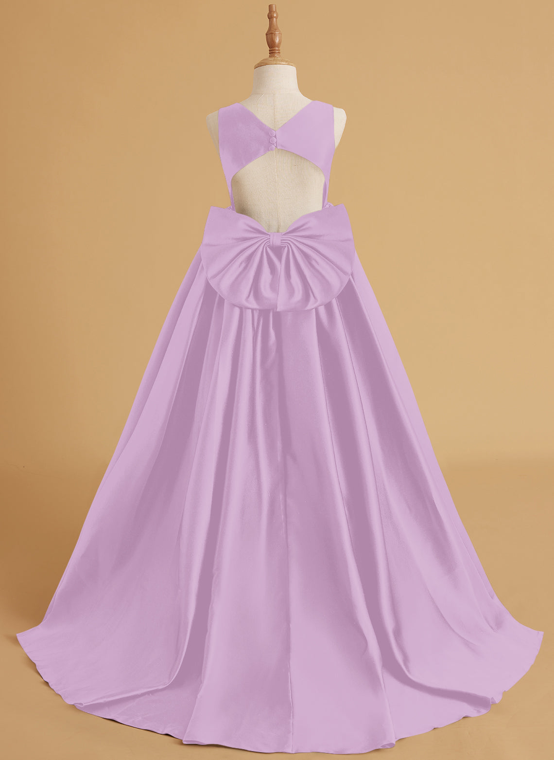 Vestido de princesa de satén con cola para niña de las flores 