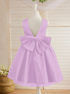 Vestido de princesa/vestido de princesa de satén y tul hasta la rodilla para niña de las flores 