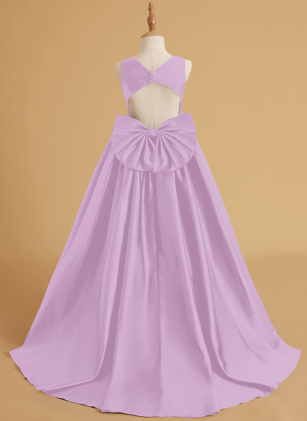 Vestido de princesa de satén con cola para niña de las flores 