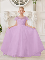 Vestido de niña de las flores para la Primera Comunión, color marfil, con cola desmontable estilo princesa. 