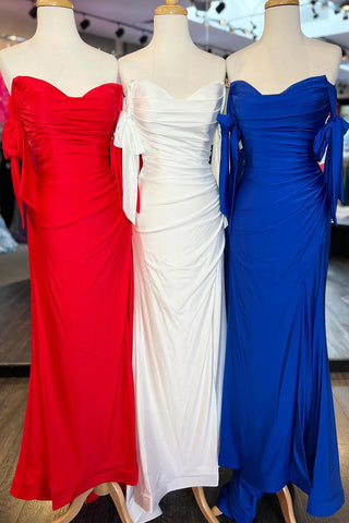 Lincoln | Robe de soirée longue sirène vert citron à épaules dénudées et froncée 