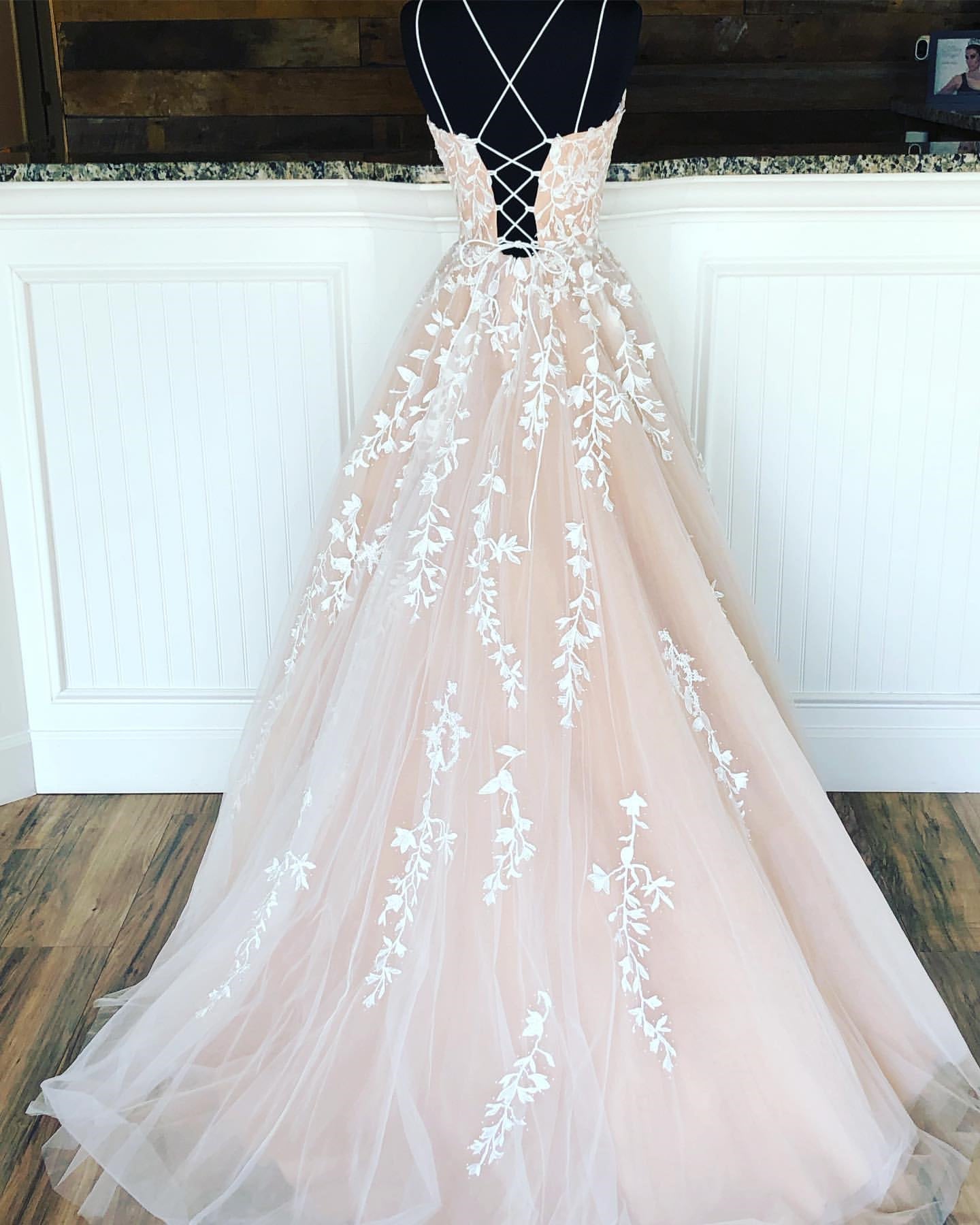 Robes de soirée de bal de fin d'année longues en dentelle et tulle, coupe trapèze