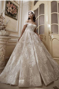 Long A-Line Off-the-Shoulder Appliques Lace Wedding Dress