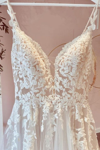 Vestido de novia largo de corte A con tul, escote corazón, apliques de encaje y vestido de novia