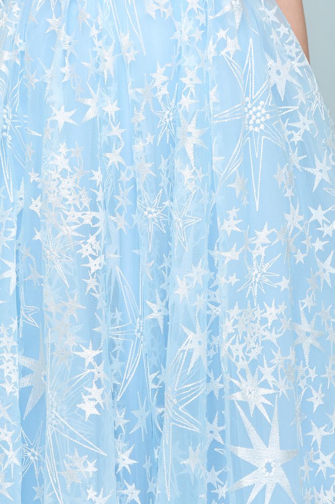 Robes de bal longues en tulle appliqué, coupe trapèze, manches courtes