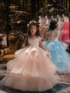 Robe de bal longue en tulle et dentelle, robe de demoiselle d'honneur à manches